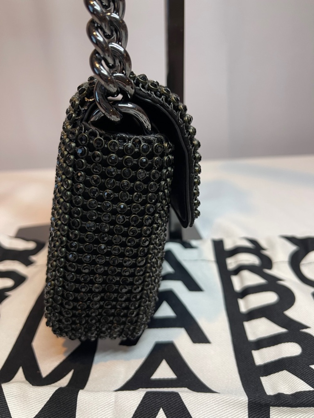 Marc Jacobs The Rhinestone J Marc Mini Shoulder Bag Black - Picture 6 of 13
